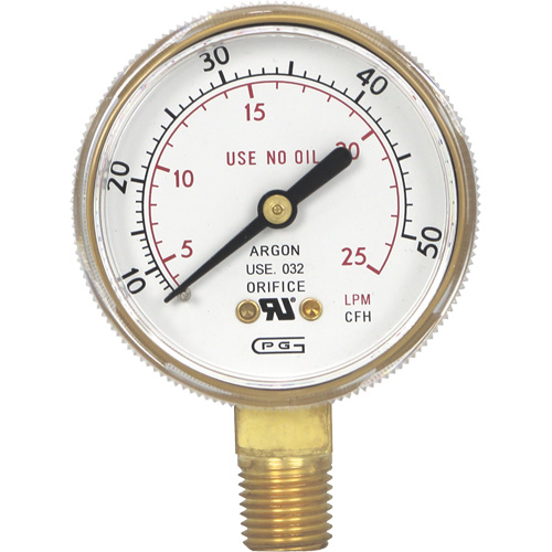 Pressure Gauges, 2" , 0-50 SCFH, Bottom Mount, Analogue Kelford