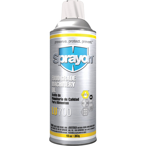Huile &agrave; machine de cat&eacute;gorie alimentaire LU700, 10 oz, Canette a&eacute;rosol Kelford