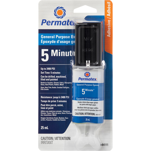 PermaPoxy 5 Minute General Purpose Epoxy, 29.5 ml, Epoxy, Two-Part, Clear Kelford