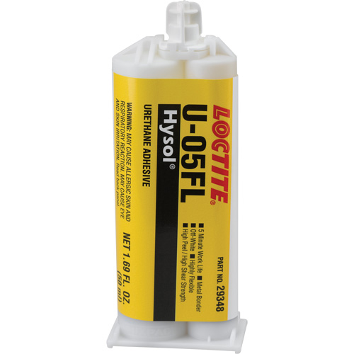 Adh&eacute;sif ur&eacute;thane Hysol U-05FL, Deux composants, Cartouche double, 90 g, Blanc cass&eacute; Kelford