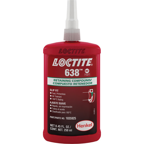Loctite&reg; 638 Retaining Compound, 250 ml, Bottle, Green Kelford
