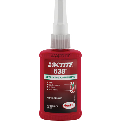 Compos&eacute; de retenue Loctite 638, 50 ml, Bouteille, Vert Kelford