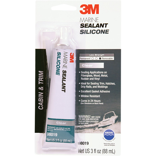 Produit d'&eacute;tanch&eacute;it&eacute; &agrave; base de silicone de calibre marin, 3 oz., Tube, Transparent Kelford