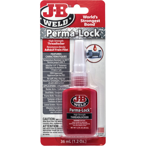 Perma-Lock Threadlocker, Red, High, 36 ml, Bottle Kelford