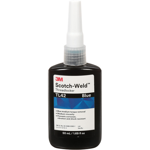 Adh&eacute;sif frein-filet TL42 Scotch-Weld, Bleu, Moyen, 50 ml, Bouteille Kelford
