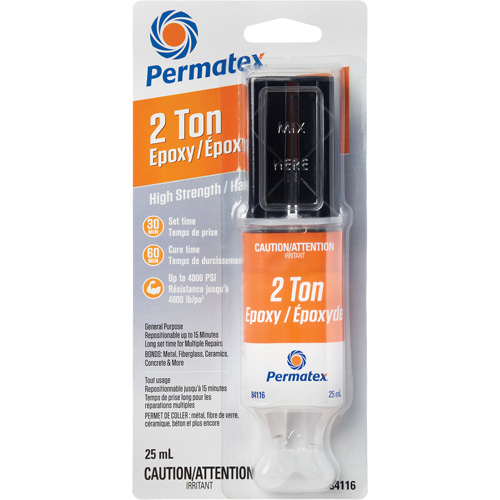 2 Ton Epoxy, 25 ml, Syringe, Two-Part, Clear Kelford