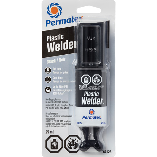 Plastic Welder Epoxy, 25 ml, Syringe, Two-Part, Black Kelford