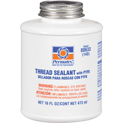 Thread Sealant with PTFE, Brush-Top Can, 473 ml, -54° C - 149° C/-65° F - 300° F Kelford