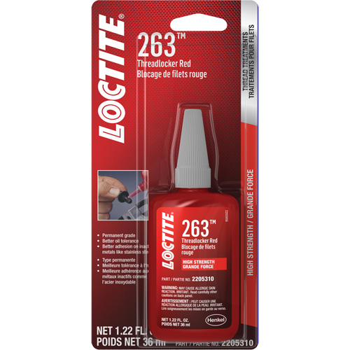 263 Threadlocker, Red, High, 36 ml, Bottle Kelford