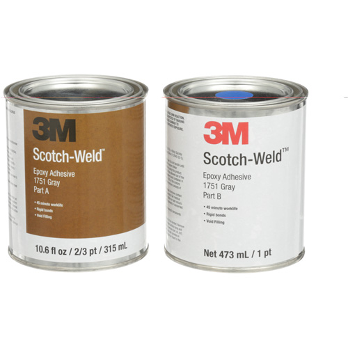 Scotch-Weld Adhesive, 16 fl. Oz., Tube, Two-Part, Grey Kelford