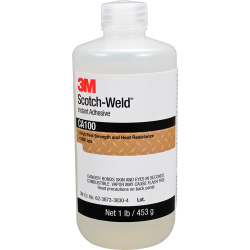 Adh&eacute;sif instantan&eacute; CA100 Scotch-Weld, Blanc cass&eacute;, Bouteille, 1 lb Kelford