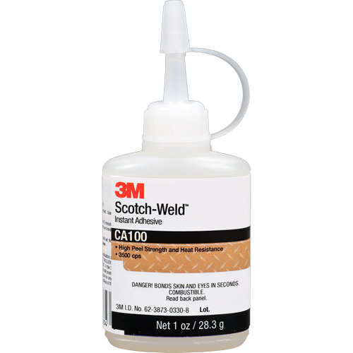 Adh&eacute;sif instantan&eacute; CA100 Scotch-Weld, Blanc cass&eacute;, Bouteille, 1 oz Kelford