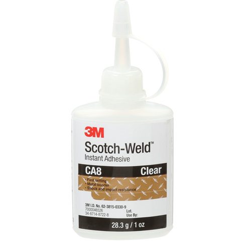 Adh&eacute;sif instantan&eacute; CA8 Scotch-Weld, Transparent, Bouteille, 1 oz Kelford