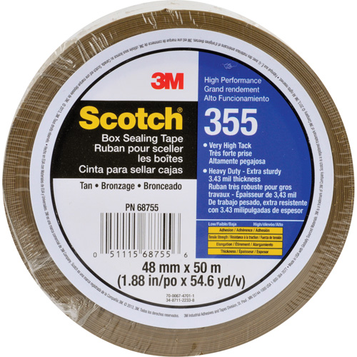 Ruban pour sceller les boîtes Scotch 355, Adh&eacute;sif Thermofusible, 3,15 mils, 48 mm (2") x 50 m (164') Kelford