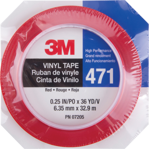 471 Vinyl Tape, 6 mm (1/4") W x 32.9 m (108') L, 5.3 mils, Red Kelford