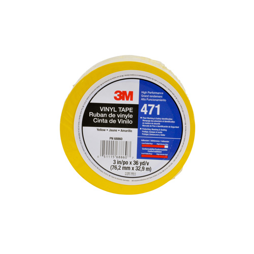 471 Vinyl Tape, 12 mm (1/2") W x 32.9 m (108') L, 5.2 mils, Yellow Kelford