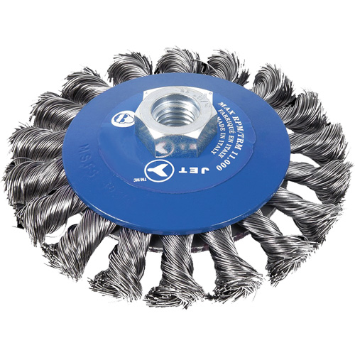 Knot Twisted Conical Bevel Brush, 5" Dia., 0.02" Fill, 5/8"-11NC Arbor Kelford