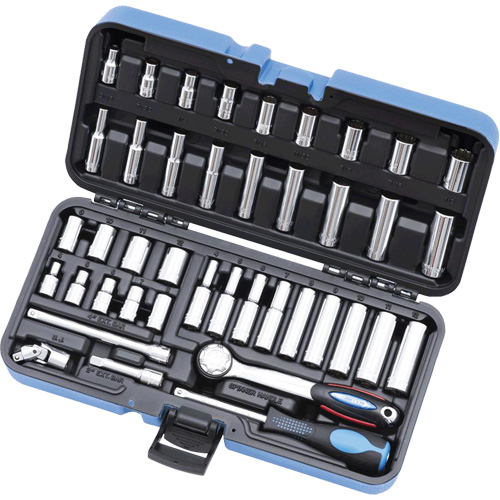 SW1442C-12 SAE/Metric 12-Point Socket Wrench Set, 42 Pcs, 1/4" Drive Size, Deep Kelford