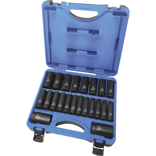 PSS2212DM 6-Point Metric Socket Set, 22 Pcs, Impact, 1/2" Drive Size, Deep Kelford