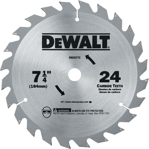Carbide Circular Saw Blade, 7-1/4", 24 Teeth Kelford