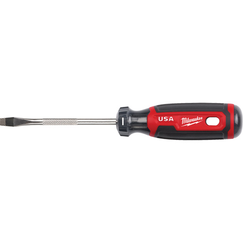 Slotted Screwdriver, 1/4" Tip, Round, 211 mm L, Cushion Grip Handle Kelford