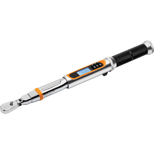 Cl&eacute; dynamom&eacute;trique &agrave; t&ecirc;te flexible 120XP avec angle, &eacute;lectronique, Entraînement 1/4" carr&eacute;, 24 - 240 lb-po Kelford