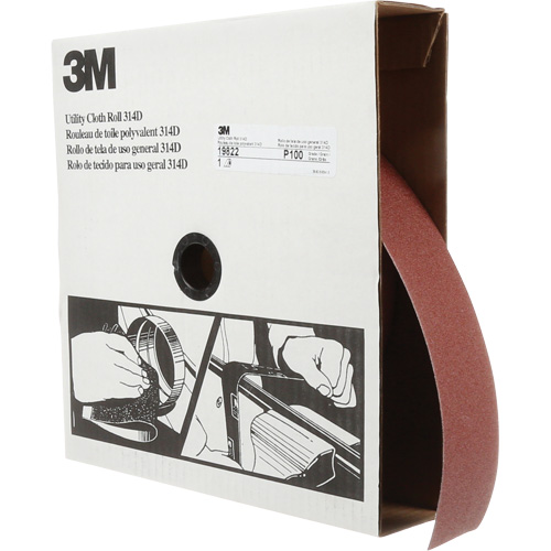 Rouleau de toile abrasive utilitaire 314D, 2" la x 150' lo, Grain 100J Kelford