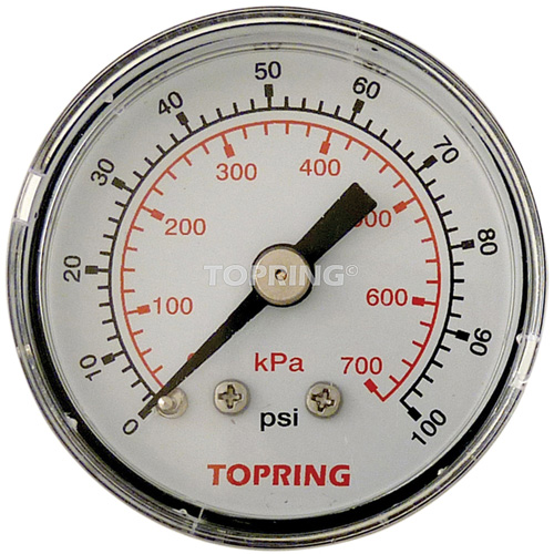 Pressure Gauge, 1-1/2" , 0 - 100 psi, Back Mount, Analogue Kelford