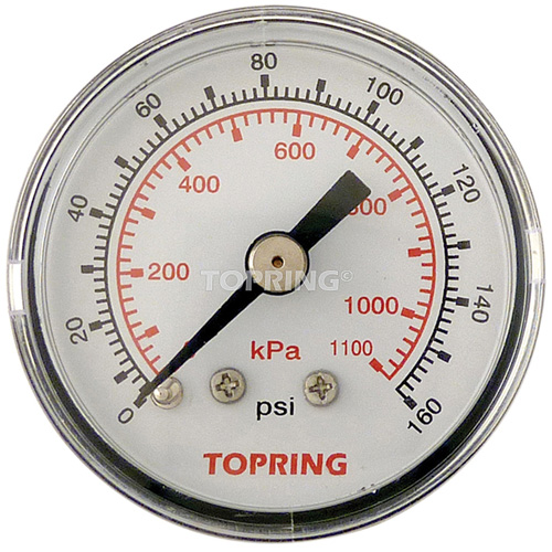 Pressure Gauge, 1-1/2" , 0 - 160 psi, Back Mount, Analogue Kelford