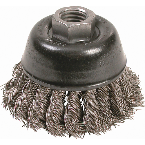 Knot Wire Cup Brushes - High Speed Small Grinder, 2-3/4" Dia. x 5/8"-11 Arbor Kelford