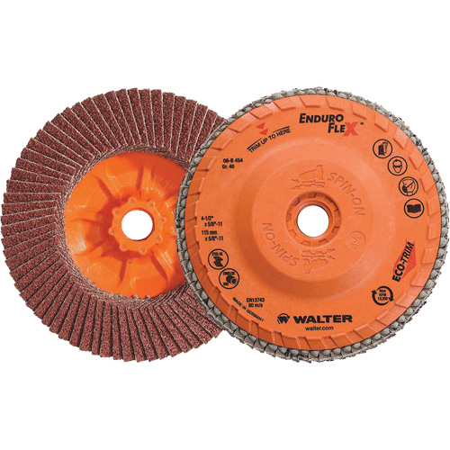 Enduro-Flex Flap Disc, 4-1/2" x 5/8"-11, Type 27, 40 Grit, Zirconia Alumina Kelford