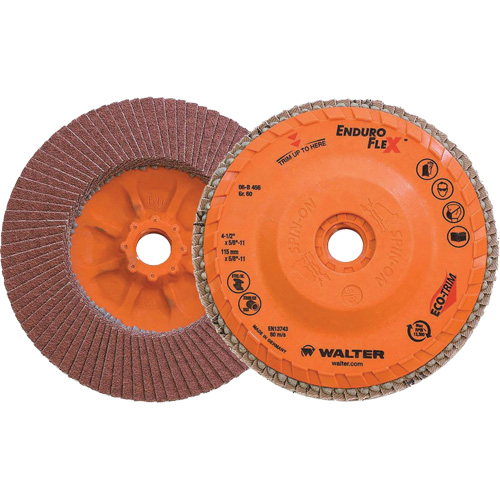 Enduro-Flex Flap Disc, 4-1/2" x 5/8"-11, Type 27, 60 Grit, Zirconia Alumina Kelford