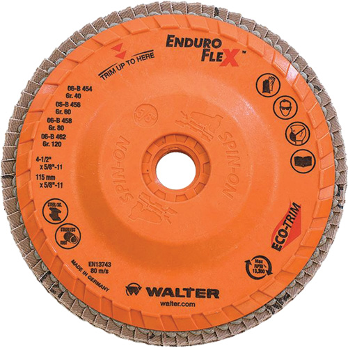 Enduro-Flex Flap Disc, 4-1/2" x 5/8"-11, Type 27, 80 Grit, Zirconia Alumina Kelford