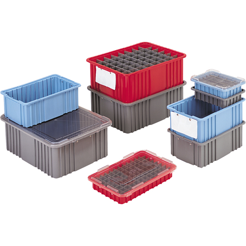 Contenants Divider Box, Poly&eacute;thyl&egrave;ne, 10,8" la x 8,3" p x 2,5" h, Gris Kelford