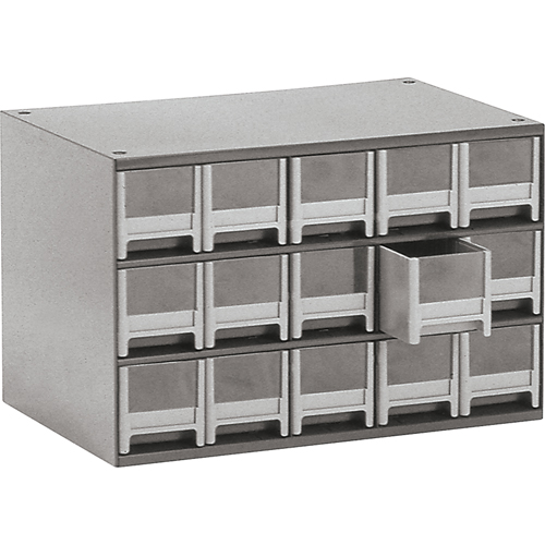 Casiers modulaires pour pi&egrave;ces, Acier, 15 tiroirs, 17" x 10-9/16" x 3-1/16", Gris Kelford