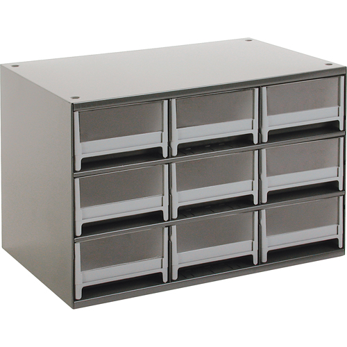 Modular Parts Cabinets, Steel, 9 Drawers, 17" x 10-9/16" x 3-1/16", Grey Kelford