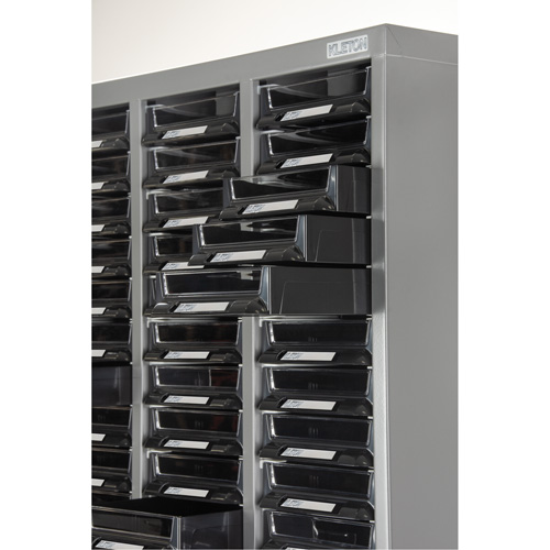 KPC-300 Parts Cabinet, Galvanized Steel, 60 Drawers, 21-3/10" x 10-2/5" x 36-9/10", Grey Kelford