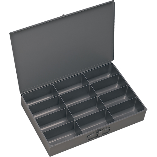 Compartment Scoop Boxes, Steel, 12 Slots, 18" W x 12" D x 3" H, Grey Kelford