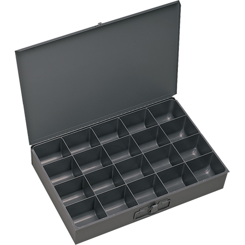 Compartment Scoop Boxes, Steel, 20 Slots, 18" W x 12" D x 3" H, Grey Kelford