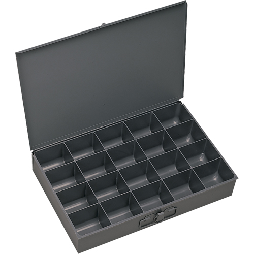 Boîtes &agrave; fond courb&eacute;, Acier, 20 compartiments, 13-3/8" la x 9-1/4" p, 2" h, Gris Kelford