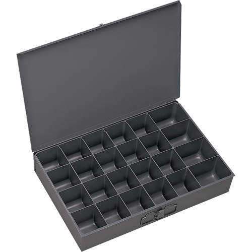 Boîtes &agrave; fond courb&eacute;, Acier, 24 compartiments, 13-3/8" la x 9-1/4" p, 2" h, Gris Kelford
