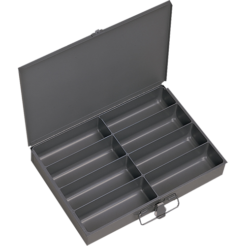 Boîtes &agrave; fond courb&eacute;, Acier, 8 compartiments, 13-3/8" la x 9-1/4" p, 2" h, Gris Kelford