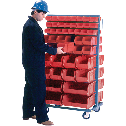 Support mobile deux c&ocirc;t&eacute;s pour bacs, &agrave; deux c&ocirc;t&eacute;s, 96 bacs, 36" la x 24" p x 63" h Kelford