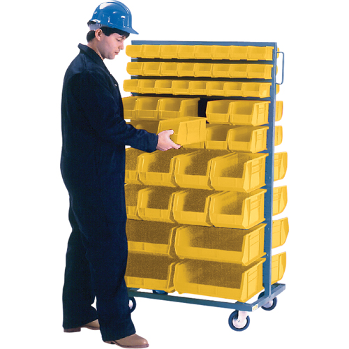 Double-Sided Mobile Bin Rack, Double-sided, 96 bins, 36" W x 24" D x 63" H Kelford