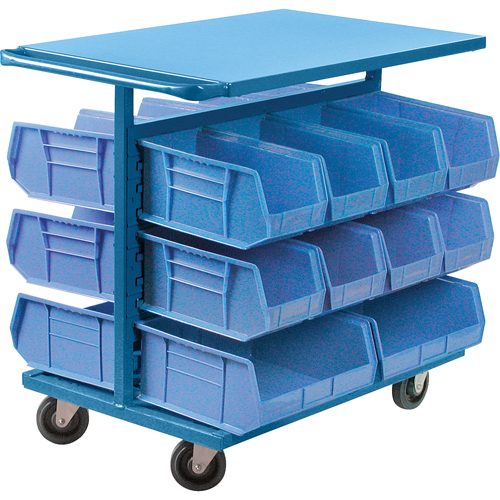 Chariot &agrave; bacs avec bacs, &agrave; deux c&ocirc;t&eacute;s, 20 bacs, 24" la x 38-1/2" p x 36-1/2" h Kelford