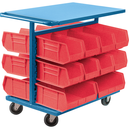 Chariot &agrave; bacs avec bacs, &agrave; deux c&ocirc;t&eacute;s, 20 bacs, 24" la x 38-1/2" p x 36-1/2" h Kelford