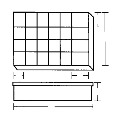 Compartment Case, Plastic, 24 Slots, 18-1/2" W x 13" D x 3" H, Grey Kelford
