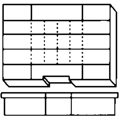 Compartment Case, Plastic, 15-1/2" W x 11-3/4" D x 2-1/2" H, Grey Kelford