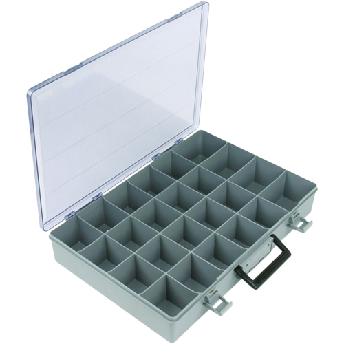 Compartment Case, Plastic, 24 Slots, 15-1/2" W x 11-3/4" D x 2-1/2" H, Grey Kelford