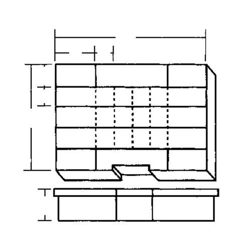 Compartment Case, Plastic, 24 Slots, 15-1/2" W x 11-3/4" D x 2-1/2" H, Grey Kelford